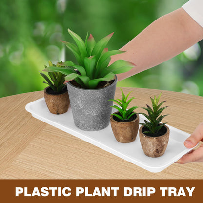 Sewroro 10pcs Rectangular Plant Saucers, Plastic Flower Pot Trays for Indoor Outdoor Use, 15. 7 X 5. 9 Inch Water Catchment Trays for Overwatering Protection, Reusable Bonsai Pot Bases