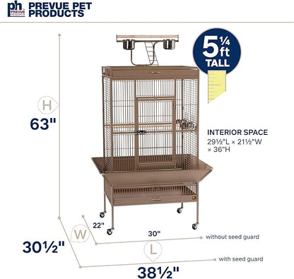 Prevue Hendryx Pet Products Wrought Iron Select Bird Cage 3153COCO, Coco Brown, 30-Inch by 22-Inch by 63-Inch