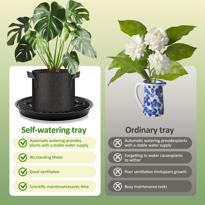 COZYDIG 4 Pack Self-Watering Base for Fabric Pot,Auto-Irrigation Water Delivery System,14Inch Plastic Plant Saucer Stand for for Indoor-Outdoo and Grow Tents Greenhouses