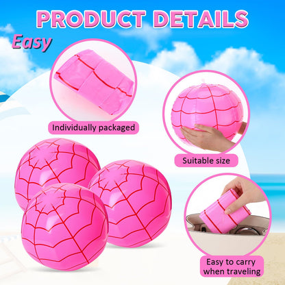 Vertintong 12 Pcs Beach Balls Bulk 12 Inch Inflatable Beach Balls Pool Party Decorations for Birthday Party Summer Swimming Pool Gift Supplies (Spider Web)