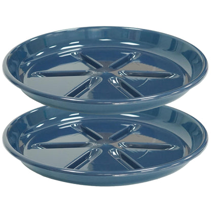 OVZILKI 2 Pack of Plant Saucer 10 inch, Large Heavy Duty Plastic Saucers Round, Plant Drip Trays for Indoors Outdoor, Plant Water Tray for Planters, Blue
