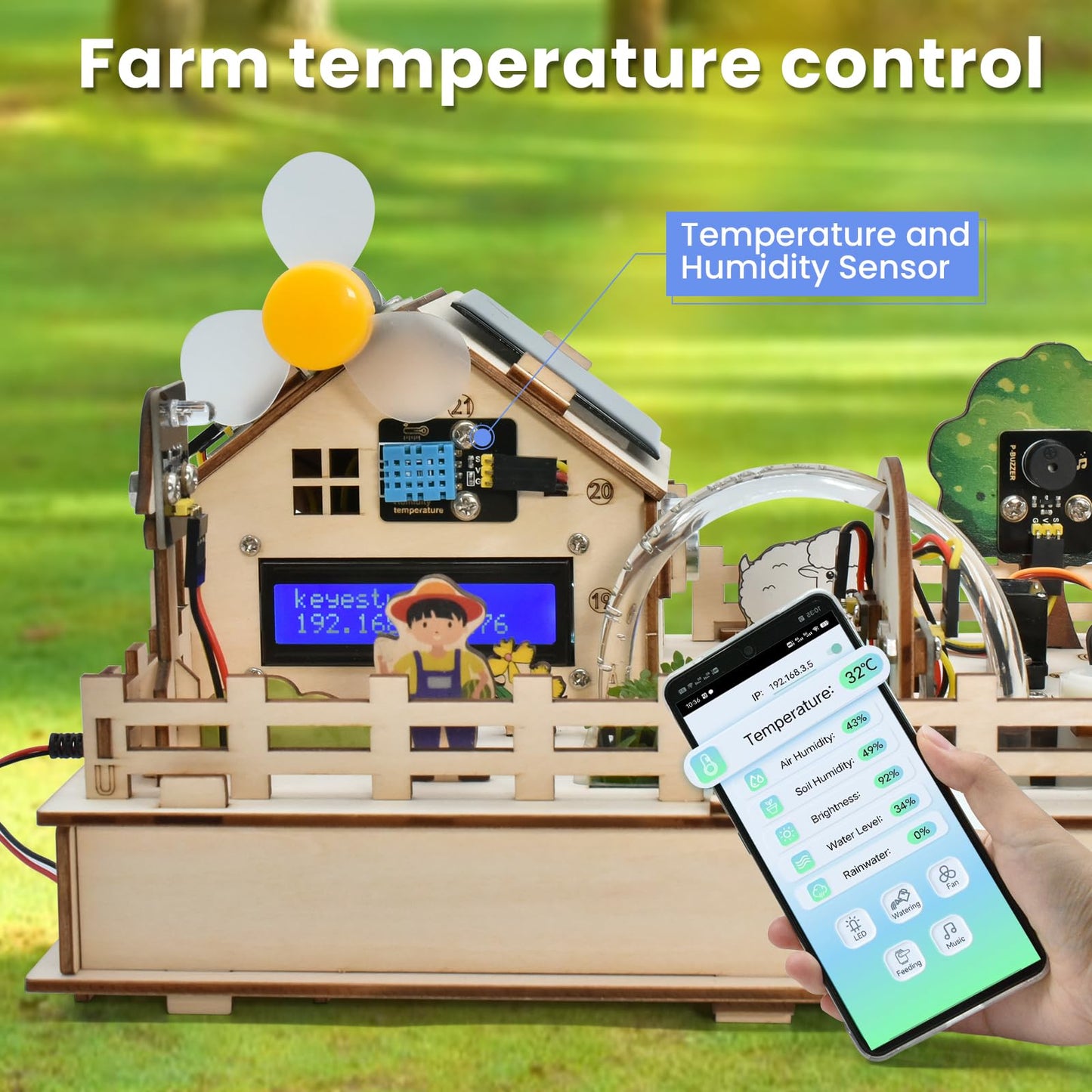 KEYESTUDIO IoT Control Smart Farm Starter Kit for Arduino ESP32,Electronics Programming Kit Compatible with Arduino Scratch Online Tutorials,DIY Sensor Kit STEM Educational Set for Adults Teens 15+