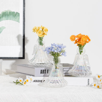 XXXFLOWER Plant Propagation Station,Angel Glass Terrarium Plant Starter Vases for Plant Cuttings Set of 3 Flower Vase for Hydroponics Plants Gifts for Plant Lovers Office Desk Decor