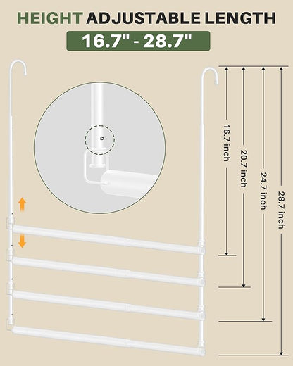 Hanging Closet Rod, 2 Pack Adjustable Height & Width Closet Rods for Hanging Clothes-Closet Extender Hanging Rod Space-Maximizing Design Suitable for Hanging and Drying Clothes, White