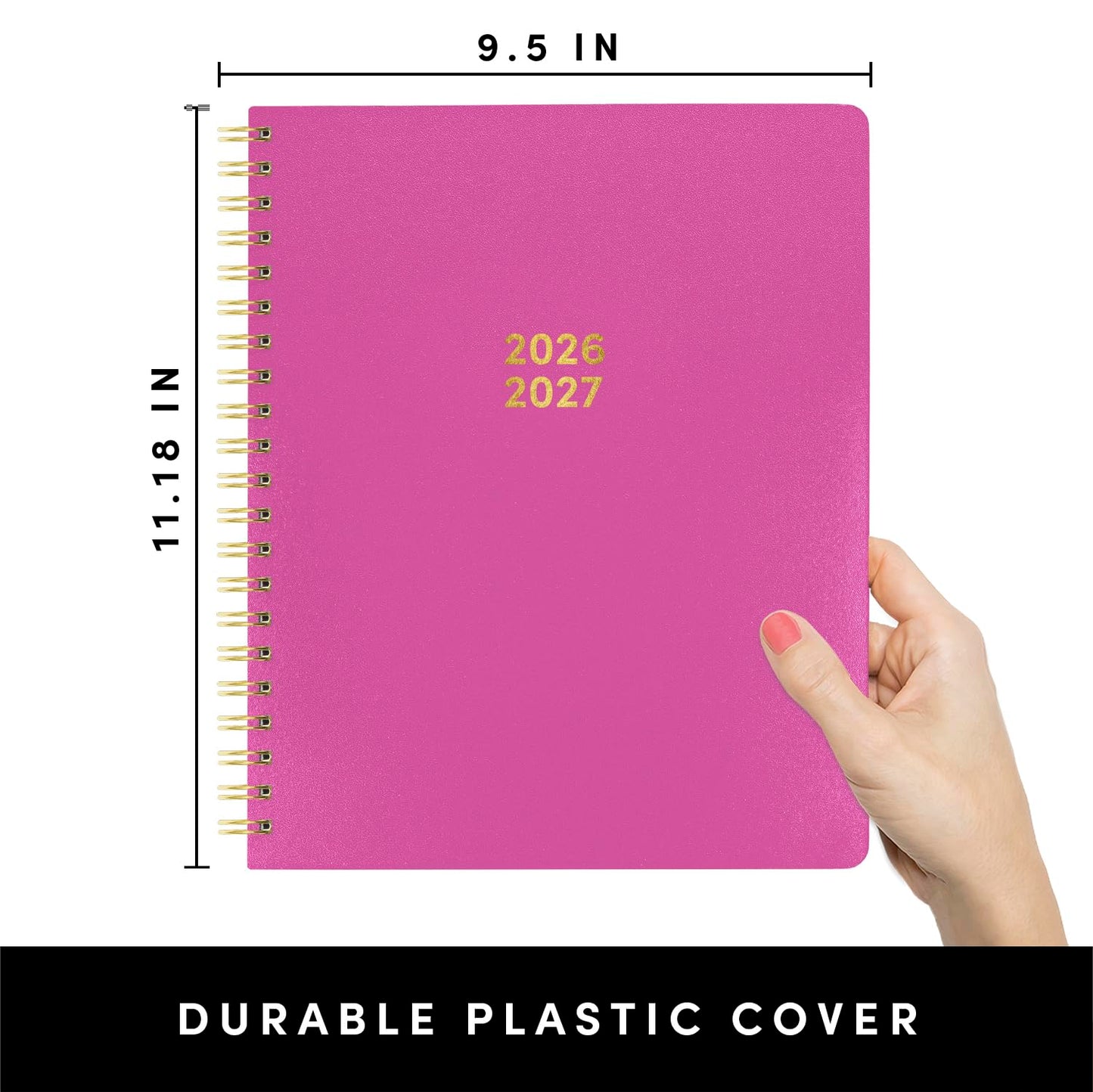 PAPERAGE Academic Planner, Weekly & Monthly Planner & Calendar, 12-Months, July 2026 - June 2027, (9.5" x 11"), School & Student Planning Agenda with Tabs, Bonus Pages & Inner Pocket, Raspberry