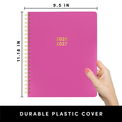 PAPERAGE Academic Planner, Weekly & Monthly Planner & Calendar, 12-Months, July 2026 - June 2027, (9.5" x 11"), School & Student Planning Agenda with Tabs, Bonus Pages & Inner Pocket, Raspberry