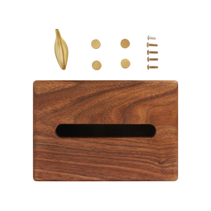 Black Walnut Wood Rectangle Tissue Box with Copper Bird Decor, Tissue Box Cover, Modern Style, Bedroom, Study Room, Office, Unique Gift idea of Elegant Copper Birds for Home Decor