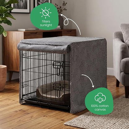 Molly Mutt Rough Gem Dog Crate Cover, 100% Cotton Canvas Cover with 2 Roll-Up Panels, Ideal for Dog or Cat Crate, Durable, Washable, and Free of Harmful Chemicals, 24" x 18" x 21"