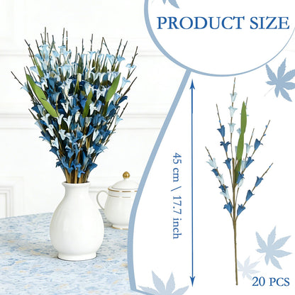 idyllic 17.7 Inch 20 Pcs Blue Witch Hazel Branches, Artificial Flower Stems for Vase Decor, DIY Wreath Making, Bedside Table, Windowsill, Table Centerpiece, Mantel & Office Spring Home Decoration