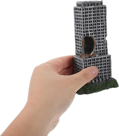 2pcs Aquarium Castle Ruins Decoration - Resin Fish Tank Cave Ornament - Mini Realistic City Building - Fish Shrimp Shelter Cave Hideout