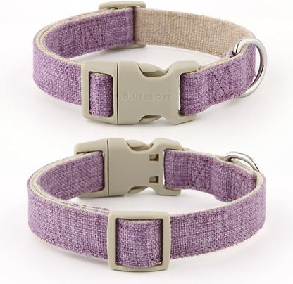 Plutus Pet Cotton Hemp Dog Collar and Leash Set, Adjustable Collar for Small, Medium, and Large Dogs, Heavy Duty and Soft on Skin, Lavender, M
