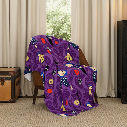 Coraline Button Eyes Bedding Super Soft Cozy Plush Throw, 46 in x 60 in, (Officially Licensed Product) by Franco
