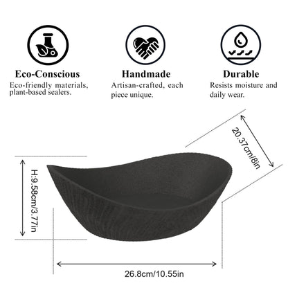 Concrete Fruit Bowl, Large Modern Meteorite Pattern Decorative Bowl for Kitchen Counter, Dining Table & Home Decor,Sturdy Centerpiece for Fruit, Keys, Candy, Unique Handmade Design (Black, 10.6")
