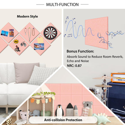 BXI Felt Bulletin Board - 36 X 24 Inches, 6 Pcs Self-Adhesive Decor Cork Boards with 30 Pushpins, Sturdy Acoustic Wall Panels for Office Work, Poster Pin Tiles for Teen Dorm Room Kitchen Classroom