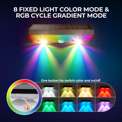 Flyingod Solar Fence Lights Outdoor 8 Pack – IP65 Waterproof Wireless Solar Deck Lights with 9 Color Modes, 80 Lumen Bright LED for Fence, Backyard, Patio, Pool, Wall – 12+ Hour Runtime, No Wiring