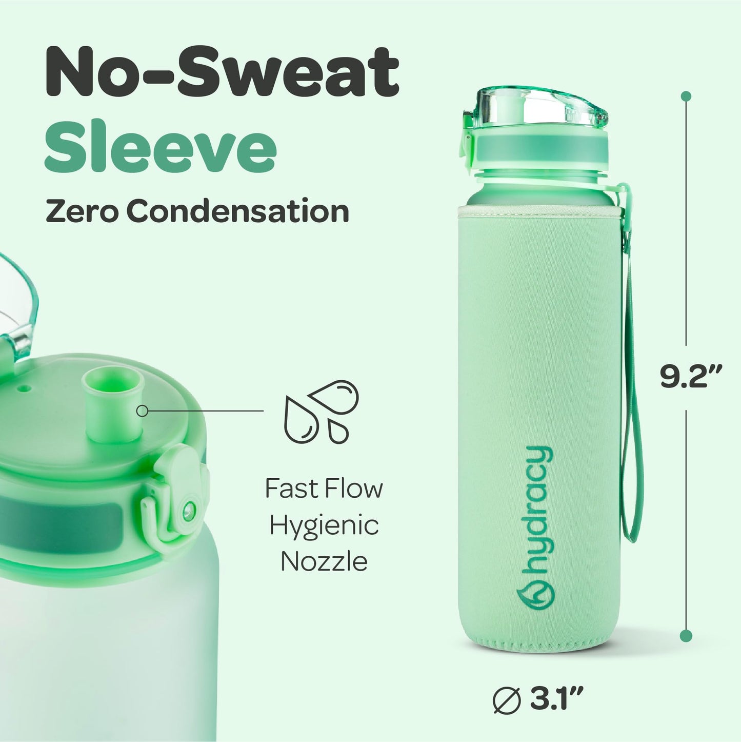 Hydracy Water Bottle with Time Marker -Large 32 oz BPA Free Water Bottle & No Sweat Sleeve -Leak Proof Gym Bottle with Fruit Infuser Strainer & Times to Drink -Ideal for Fitness Sports & Outdoors