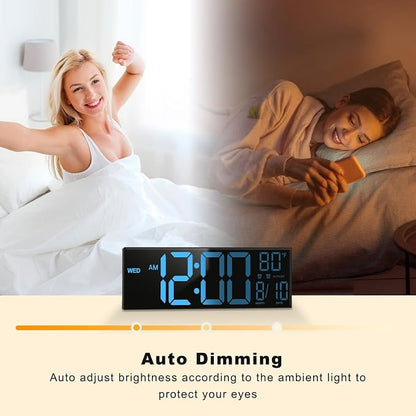 JALL 13" Large Digital Wall Mount Clock, Count Down Timer, Alarm, Big LED, DST, Temperature for Living Room Classroom Desk, Xmas, Birthday Gift for Senior Mom Dad, RGB