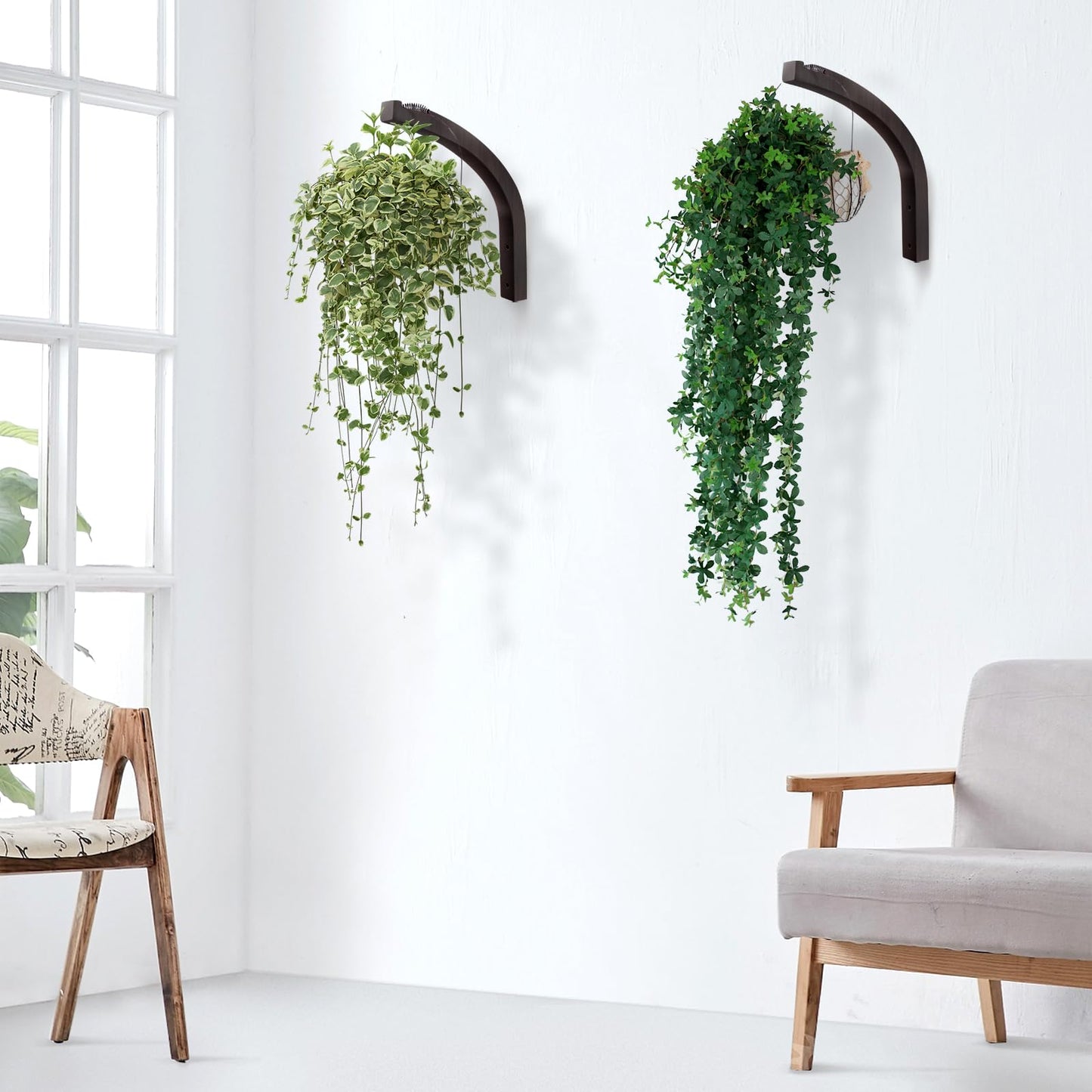 DSJIFGEW Stylish Wooden Plant Hanger – 2 Pack, 8-Inch Indoor/Outdoor Wall Hooks for Hanging Planters, Flower Pots, Lanterns, and Wind Chimes – Premium Beech Wood Home Decor