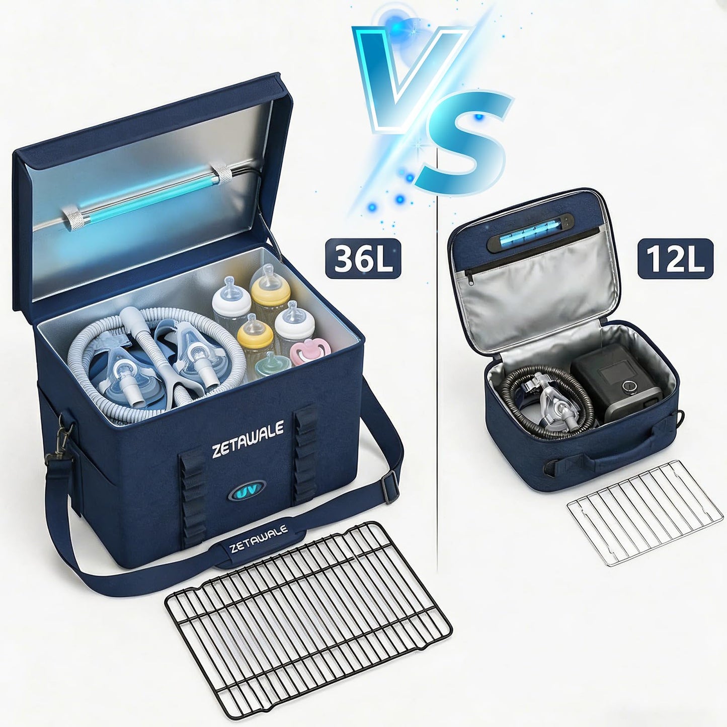 ZETAWALE UV Light Sanitizer Box Foldable Large Cleaner and Sanitizing Machine with Timer UVC Light Sanitization Bag Household for Cell Phone,Earphones,Plush Toys,Towels,Keys,Brushes and Combs（36L）