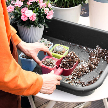 Luwint Garden Tidy Potting Tray, Plant Reportting Tray for Indoor Transplanting Gardening Planting Accessories Large Succulent Table (Black)