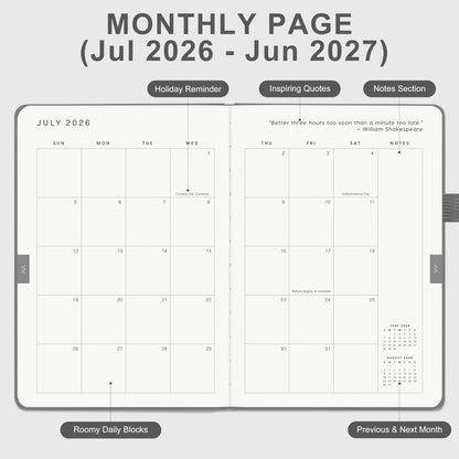 And Per Se Academic Planner 2026-2027 – Weekly & Monthly Planner, July 2026 to June 2027, A5 Leather Hardcover with Inner Pocket – Student & Teacher Organizer, 5.7" x 8"(Grey)