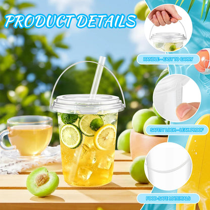 34oz Drink Buckets with Lids & Straws, 30 Pack Clear Party Buckets