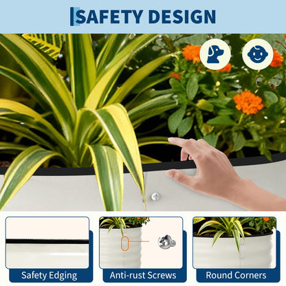 Garvee 2 Pack 8x2x1.5ft Galvanized Raised Garden Bed Kit, Oval Metal Planter Boxes with Anti-Cut Safety Edges, Rust-Resistant Deep Root Planters for Outdoor Vegetables, Flowers, Herbs, Beige