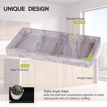 Silicone Bathroom Vanity Tray Dish Soap Holder Sink Organizer, Marble Grey