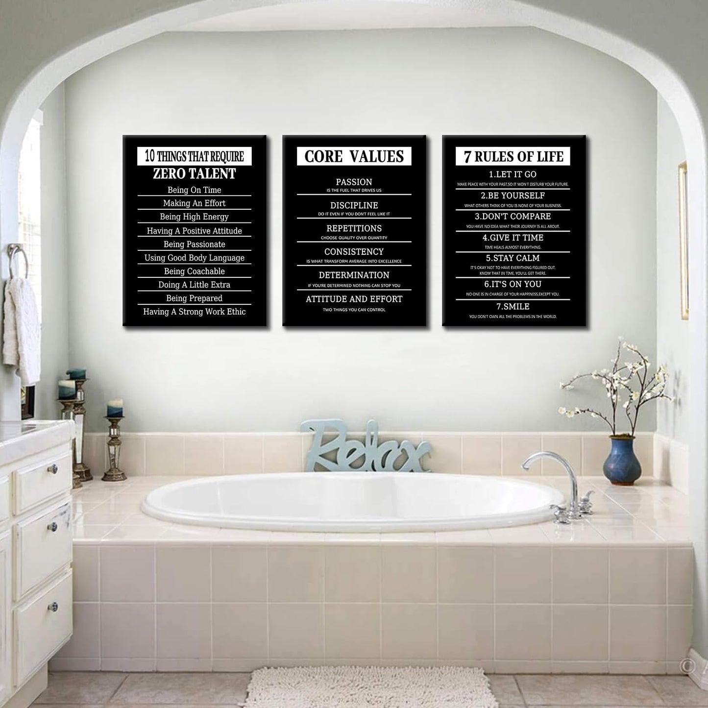 10 Things That Require Zero Talent Motivational Canvas Wall Art Core Values Entrepreneur Quotes Posters Prints Inspirational 7 Rules of Life Pictures for Bedroom Office Gym Wall Decor [36''W x 16''H]