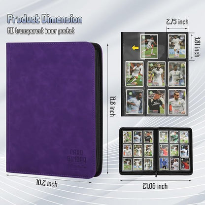 Trading Card Binder, Premium 9 Pocket Double Sided 540 Pocket PU Card Collection Binder, Collectible Trading Card Albums for MTG, TCG, Sport Card, Game Cards (Purple)