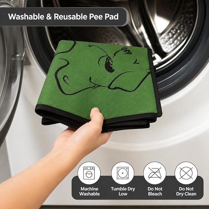 2 Pack Washable Pee Pads for Dogs 24"x36", Reusable Training Puppypads Absorbency Non-Slip & Leak-Proof for Pet Whelping Box Playpen Crate Sofa Bed Floors (Green)