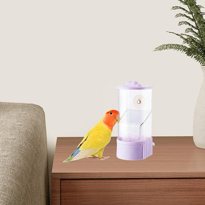 No Mess Bird Feeder,Cage Accessories,Automatic Parrot Feeder Food Container for Cockatiel Parakeet Lovebirds Budgerigar Finch, Purple