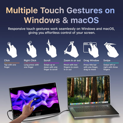 kksmart Portable Monitor for Laptop MacBook Surface PC Xbox PS5, Travel Monitor Second Screen for Laptop, HDMI USB-C VESA Compatible Built-in Speaker, 15.6inches