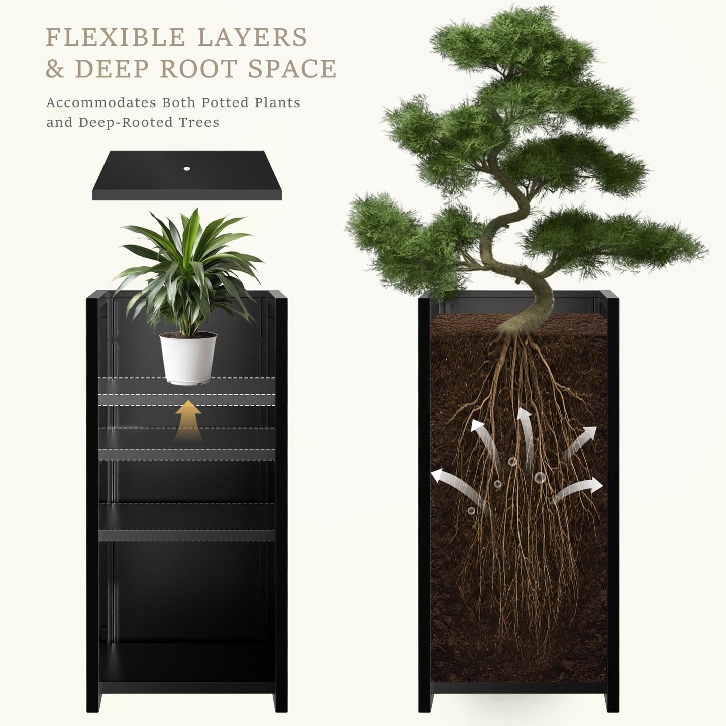 Baotree Metal Planter Box for Outdoor, Garden Planter Spliced Flower Pot with with Removable Insert Shelf, Rust Resistant for Indoor Outdoor Patio Porch Commercial Residential-30 x 14" x 14"