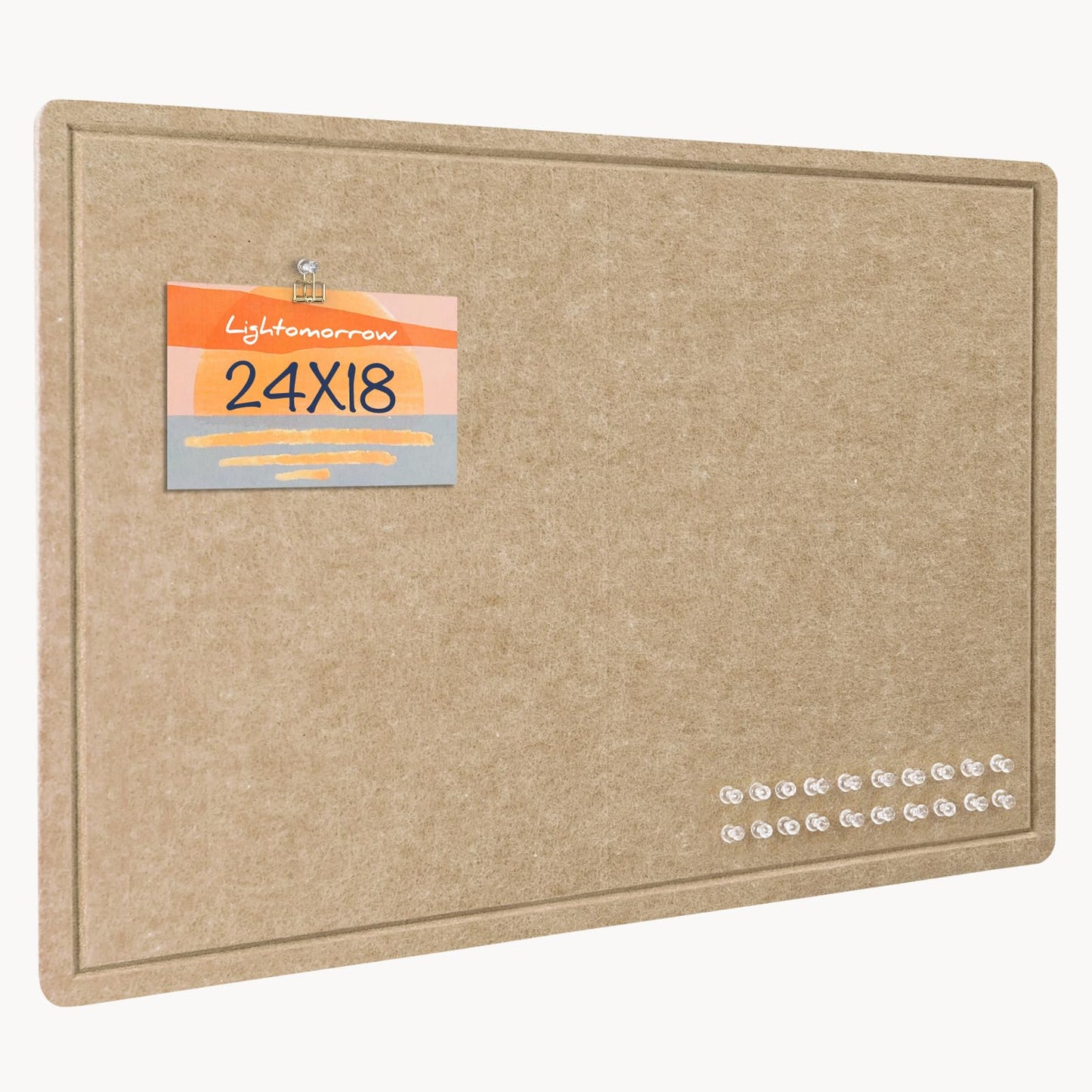 Bulletin Board, 24 x 18 inches Decorative Felt Pin Board, Cork Board Alternative for Wall, Foldable Photo Board with 20 Pushpins - Desert Brown