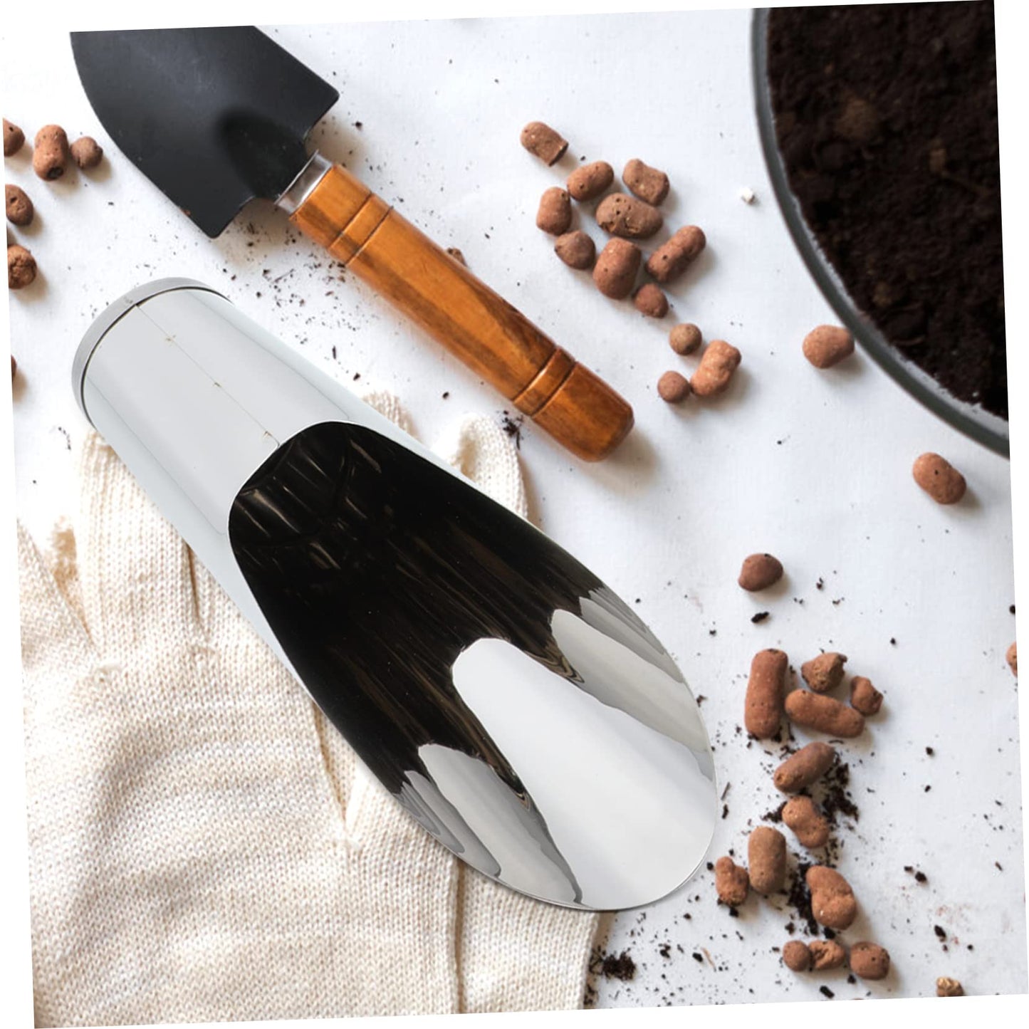 JOINPAYA Stainless Steel Bonsai Soil Scoop Bucket Garden Shovel for Transplanting Flowers Vegetables Seedlings Precise Soil Placement Tool for Potting and Gardening Easy to Use Handheld