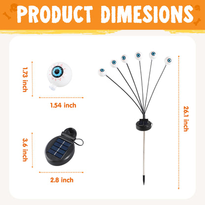 JOYIN Halloween Decorations Outdoor Solar Scary Eyeball Lights, 4 Pcs 24LEDs Green Pathway Yard Stakes, Waterproof Firefly Lights for Halloween Graveyard Yard Garden Patio Walkway Party