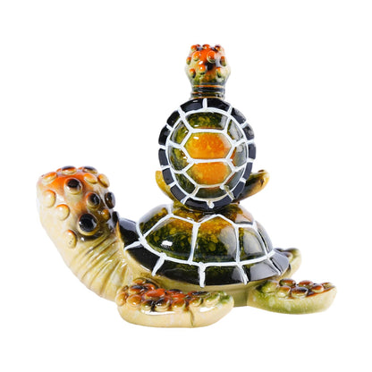 Brizoria Sea Turtle Figurine Beach Decor Ocean Decor Meditating Baby Turtle Resin Coastal Zen Statue Glossy Painted Finish for Bathroom Bedroom Office Bookshelf, Green