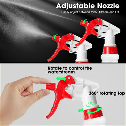 Eccliy 12 Pcs 16 Oz Plastic Spray Bottle, Adjustable Empty Reusable Sprayer for Cleaning, Planting, Water, Bathroom and Kitchen, BBQ, Commercial and Residential (Original,Red,Green)