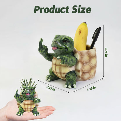 NMMUGOR Turtle Succulent Pots with Middle Fingers Up, Middle Finger Gifts, Prank Flower Pot Resin for Indoor Outdoor