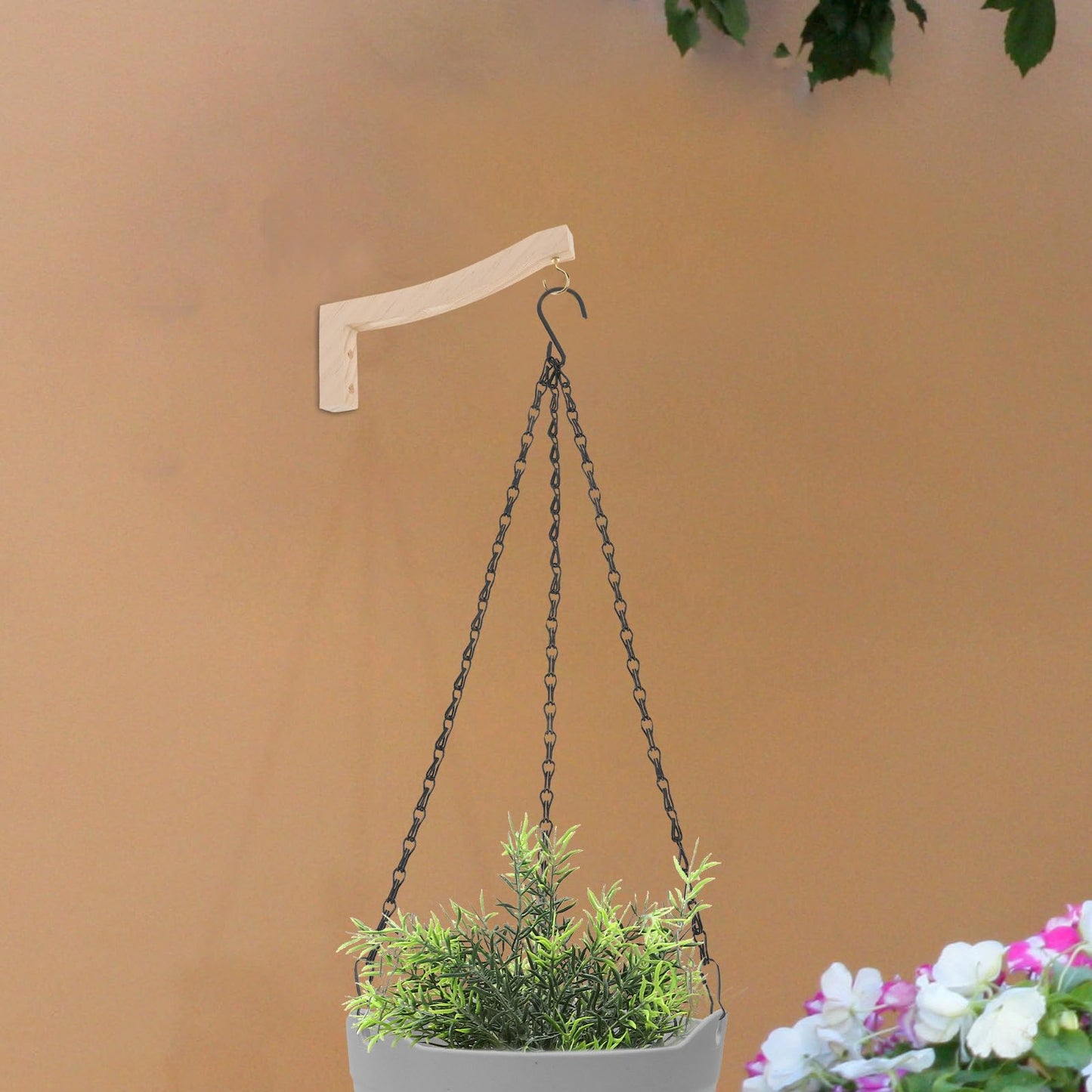 Kisangel Wooden Plant Hanger Hooks for Wall and Ceiling Indoor Outdoor Hanging Bracket 2pcs Pine Wood Natural Finish Plant Hooks