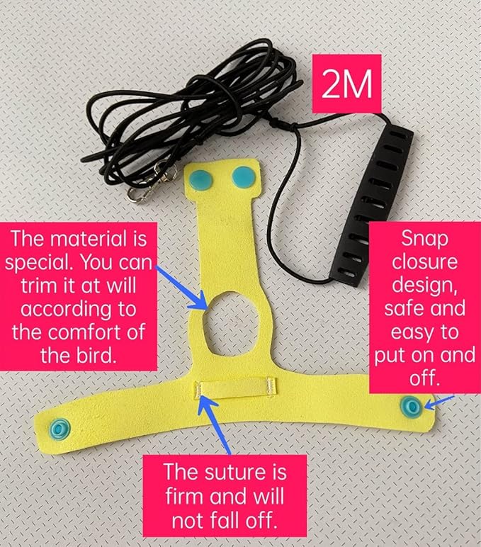 Bird Flight Harness Vest Parrot Flight Suit with Leash for Parakeets Cockatiels Conures Budgies, Bird Flying Clothes with Rope and Handle for Outdoor Activities Training (XS,Yellow)