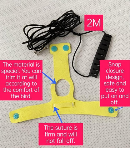 Bird Flight Harness Vest Parrot Flight Suit with Leash for Parakeets Cockatiels Conures Budgies, Bird Flying Clothes with Rope and Handle for Outdoor Activities Training (L,Yellow)