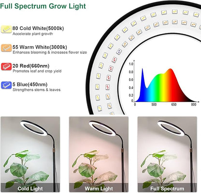LBW 10.2in Grow Lights for Indoor Plants Full Spectrum with Stand, Floor Plant Growing Lamp for Large Plants, Auto ON/Off Timer 4/8/12H, 4 Dimmable Levels, 68in Adjustable Height