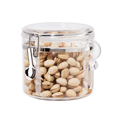 OGGI Clear Canister Airtight 38oz - Clamp Lid & Spoon - Airtight Food Storage Containers, Ideal for Kitchen & Pantry Storage of Bulk, Dry Food Including Flour, Sugar, Coffee, Rice, Tea, Spices & Herbs