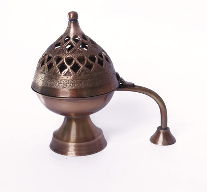 Buyerwell Brass Antique Dhuna Charcoal Burner Bakhoor Fumer Dhooni Dhoop Dani Dhuni, Insence Burner,Incense Holder Dhuna for Home Office Gift Items Aroma Diffuser