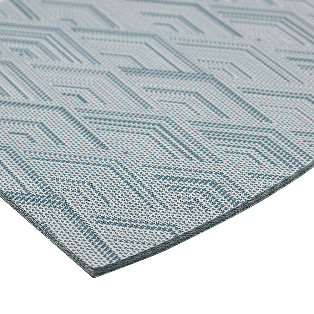Kreatur Round Table Placemats Set of 6,Woven Vinyl Wedge Placemats Heat Resistant Table Mats Wipe Clean (Light Blue)