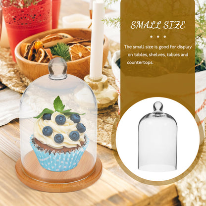 POPETPOP Glass Cloche Dome Bell Jar Display Case 9"" Clear Glass – Space-Saving for Shelf or Desk Display – for Plants, Collectible Figures, Candle Decor, Terrariums