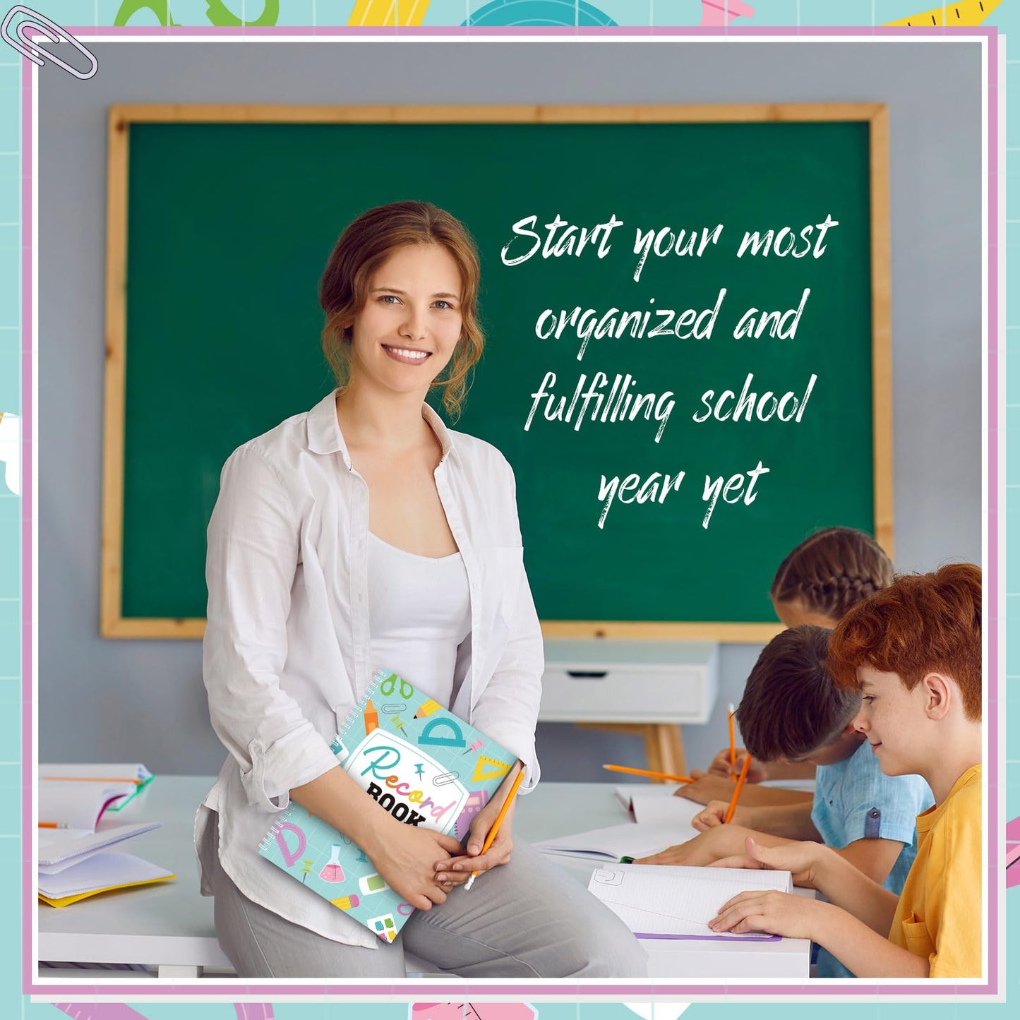 Fuyoooo Teacher Record Book Teacher Grade Books 2026-2027 Spiral Bound Record Planner 2026 Class Grade Book Office Favors for Classroom Attendance Decoration Double Sided(Green, Crayon)