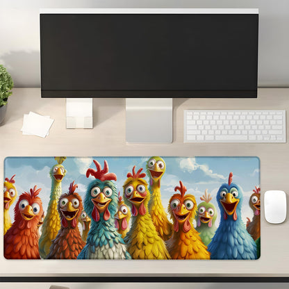 Turamurra Cartoon Chickens Gaming Mouse Pad Gifts 31.5" x 11.8", Non-Slip Rubber Base MousePads for Computers Laptop School Office Home Accessories Decor, Mouse Pad, Keyboard Desk Mat